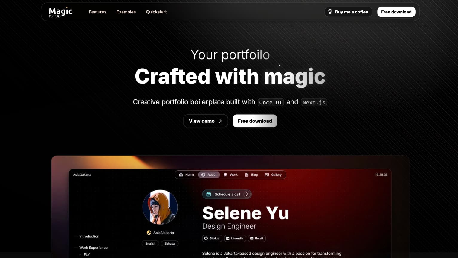 Magic Portfolio website screenshot