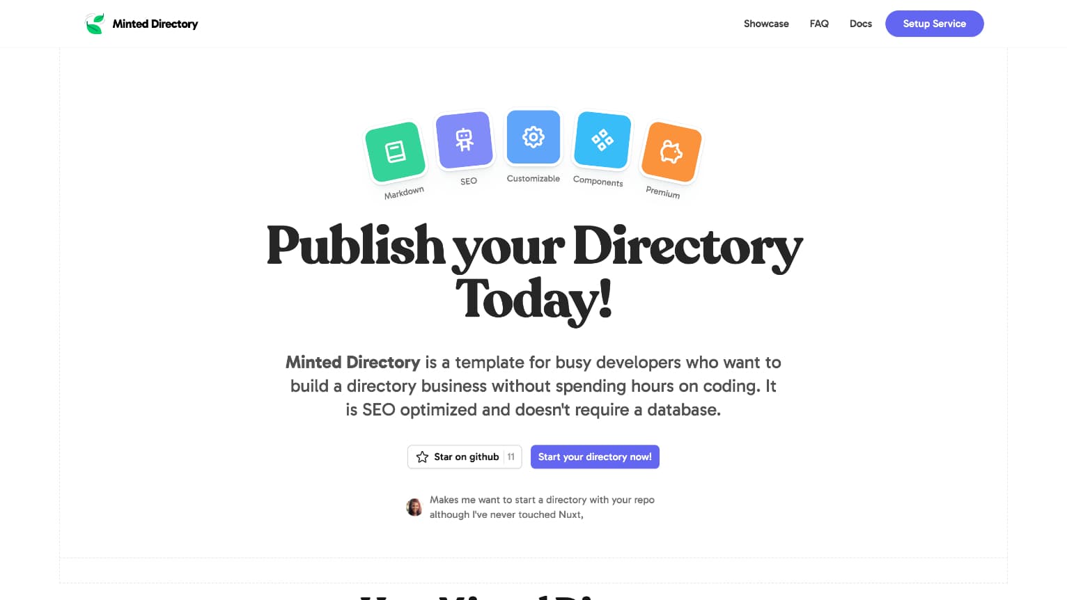 Minted Directory website screenshot