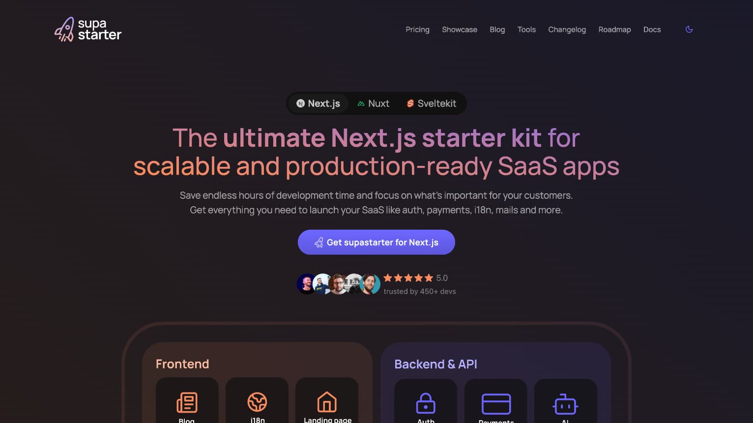 Supastarter website screenshot